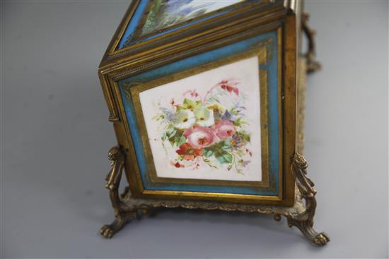 A 19th century French ormolu mounted Sevres style porcelain stationery casket, width 11.5in. height 8in. depth 7in.